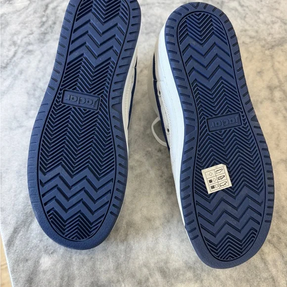 Jaclar White and Navy Blue High-Top Sky-Top Sneakers Brand New